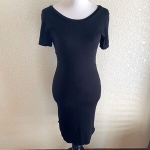 LNA Revolve Brand Ribbed Midi Tank Dress Bodycon Black Round NecK: Med